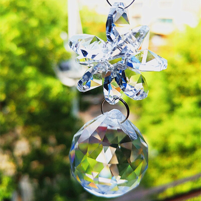 Guirlande Chakra Sparkle 1 STUKS Clear Color Crystal GlassSuncatcher Hangers voor Diy Home Decoratie Kerstboom Opknoping Druppels