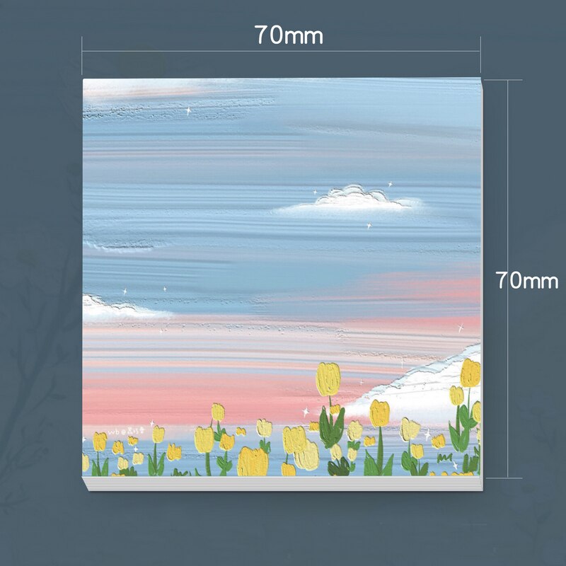 30 Sheets Cartoon Oil Painting View Memo Pad Posted It Sticky Notes Planner Sticker Notepad School Supplies Kawaii Stationery: 14