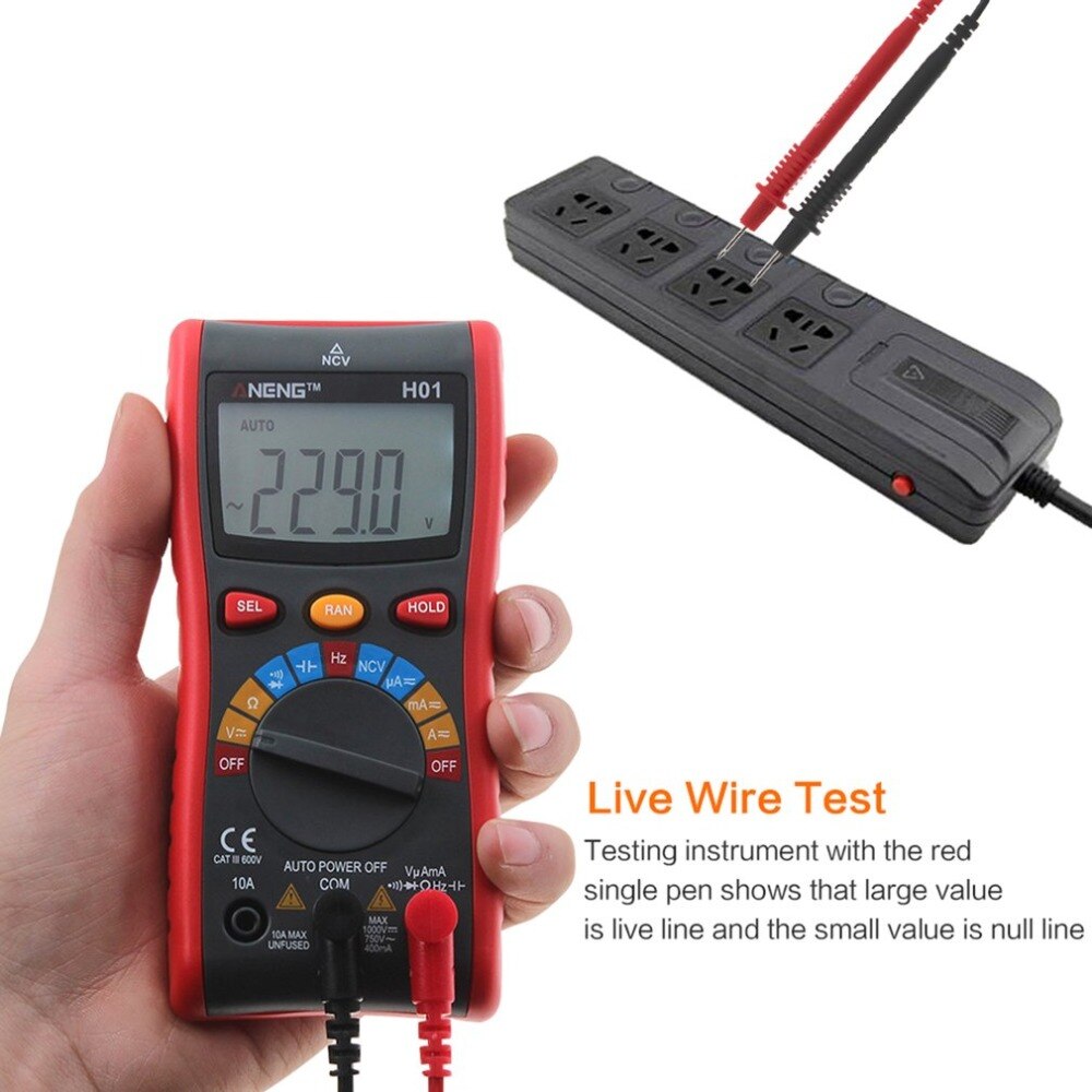 H01 Handheld Digital Multimeter Auto Range Tester Backlight 4000 Counts AC/DC 750/1000V Ammeter Voltmeter Ohm Tester Meter