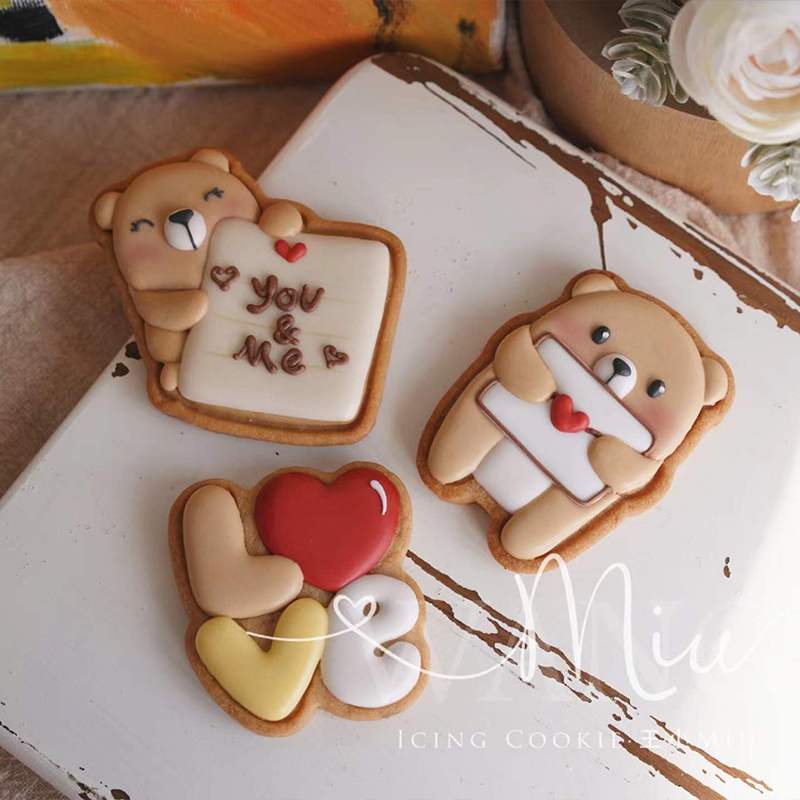 san valentino stampo per biscotti panda orso cupido angelo glassa taglierina per biscotti cartone animato 3D casa fai da te accessori per pasticceria e panetteria