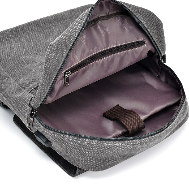 Mochila masculina de lona, mochila com carregador usb, mochila de viagem de grande capacidade para homens, mochila escolar masculina