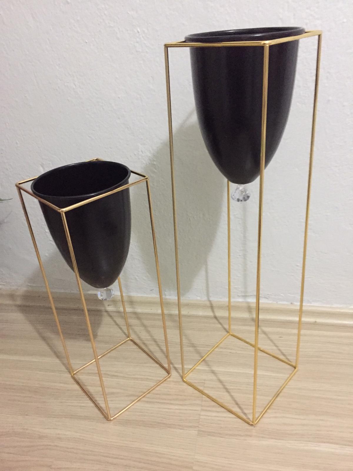 Maceta de Pedestal de Metal para decoración del hogar, 2 piezas