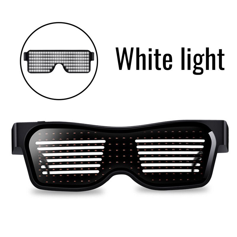 LED Panel Bluetooth Baseball Cap + Bluetooth LED Sunglass Mobile Phone APP Connection Wireless Dynamic Pattern Flashing Glasses: White