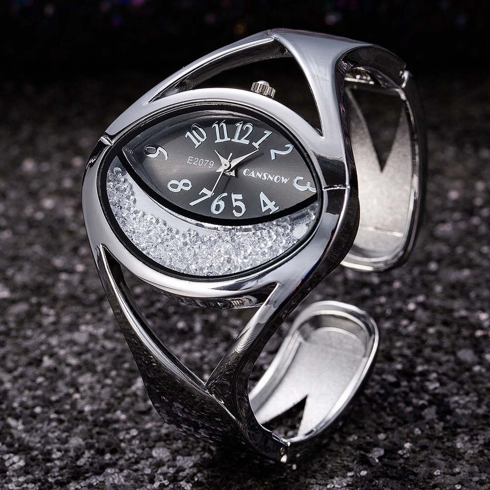 Mode Luxe Zilveren Vrouwen Horloges Armband Horloge Vrouwen Horloges Luxe Rhinestone Dames Horloge Klok
