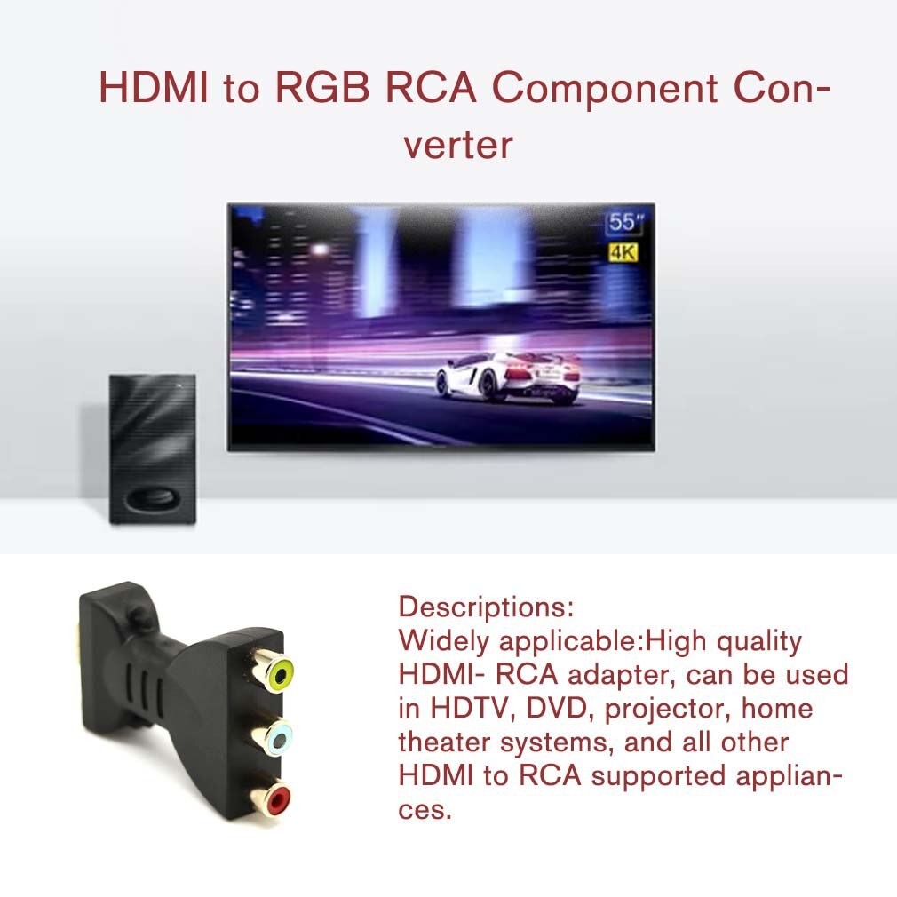 Rca Videoadapter Av Component Converter Rgb Vergulde Hdmi-Compatibel Mannelijke Voor 720P 1080ip 1080P Hatv dvd Projector 1 Pieceto3