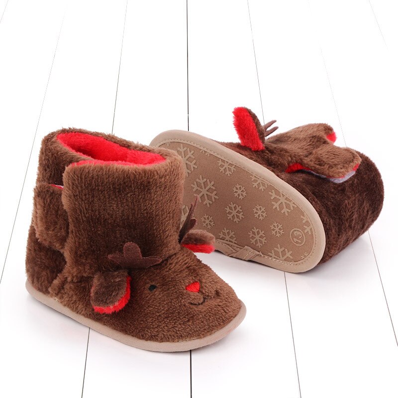 Neue Nette Weihnachten Winter Kleinkinder Schuhe Baby Mädchen Jungen Karikatur Stiefel Feste Geschmack Plüsch Nicht-Unterhose Weiche Sohlen gehen schuhe Schnee Stiefel