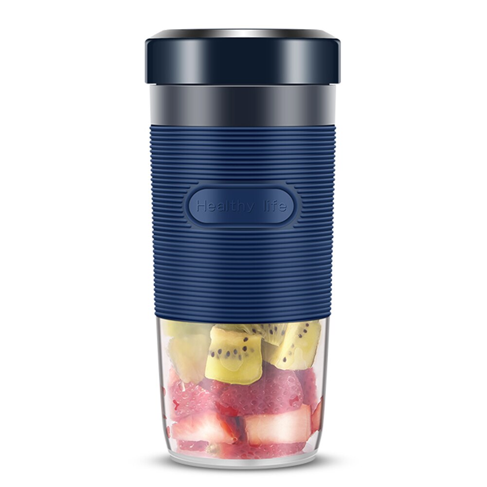300ml Portable Electric Fruit Juicer Home USB Rechargeable Smoothie Maker Blender Mini Food Processor Juice Maker Juice Cup: Blue