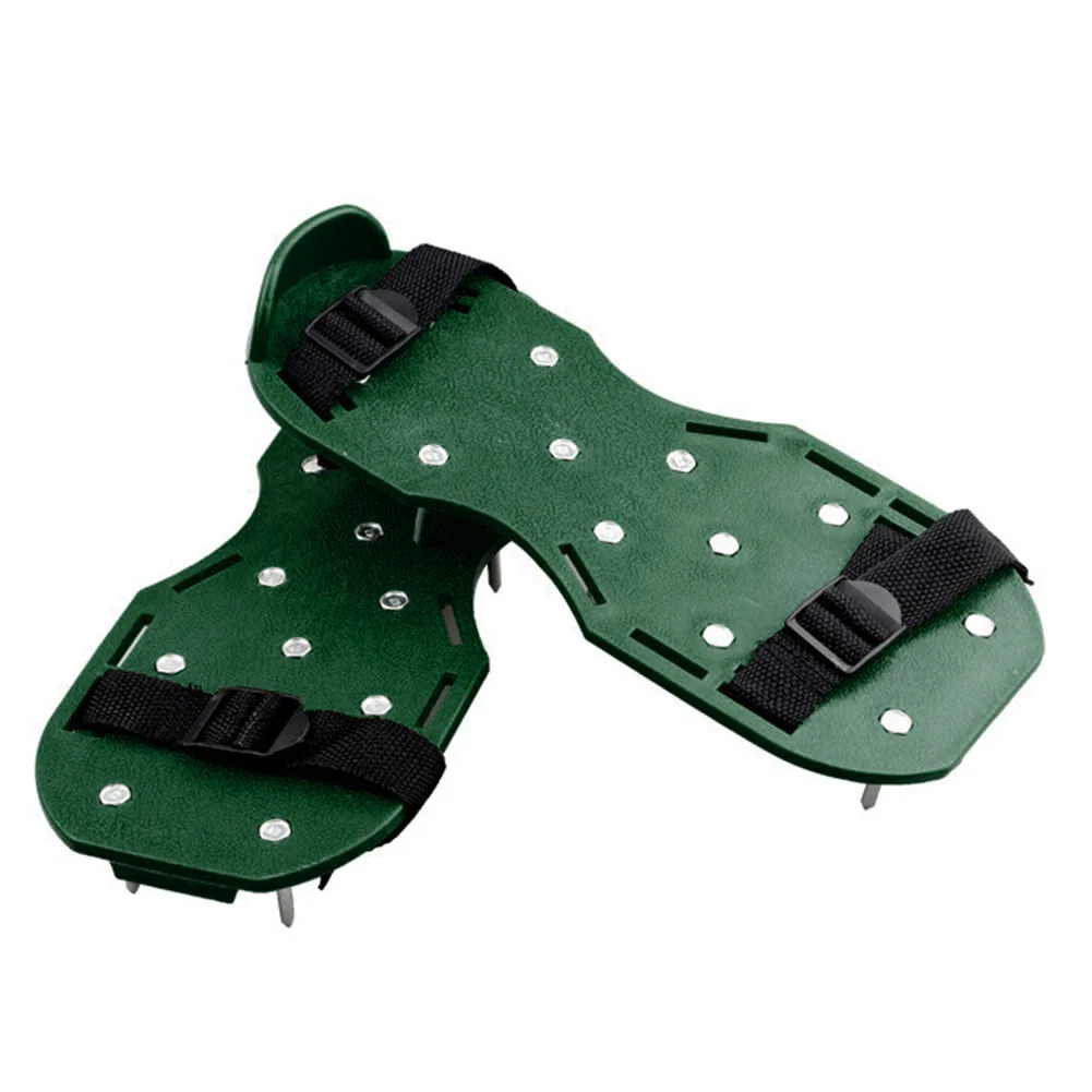 Chaussures à ongles de jardin auto-tombantes, outil de sol avec aérateur de pelouse à ongles, pointes, sandales de culture de jardin, 1 paire, 2 paires: vert militaire