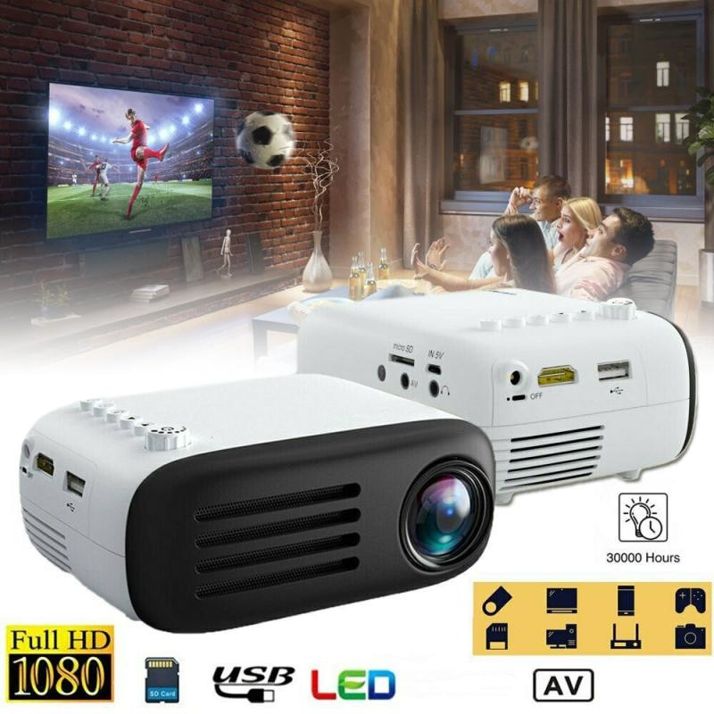 1080P 7000LM HA CONDOTTO il Mini Proiettore Full HD Home Theater Media Video Player Supporto USB HDMI AV US Proiettore Portatile per Smartphone