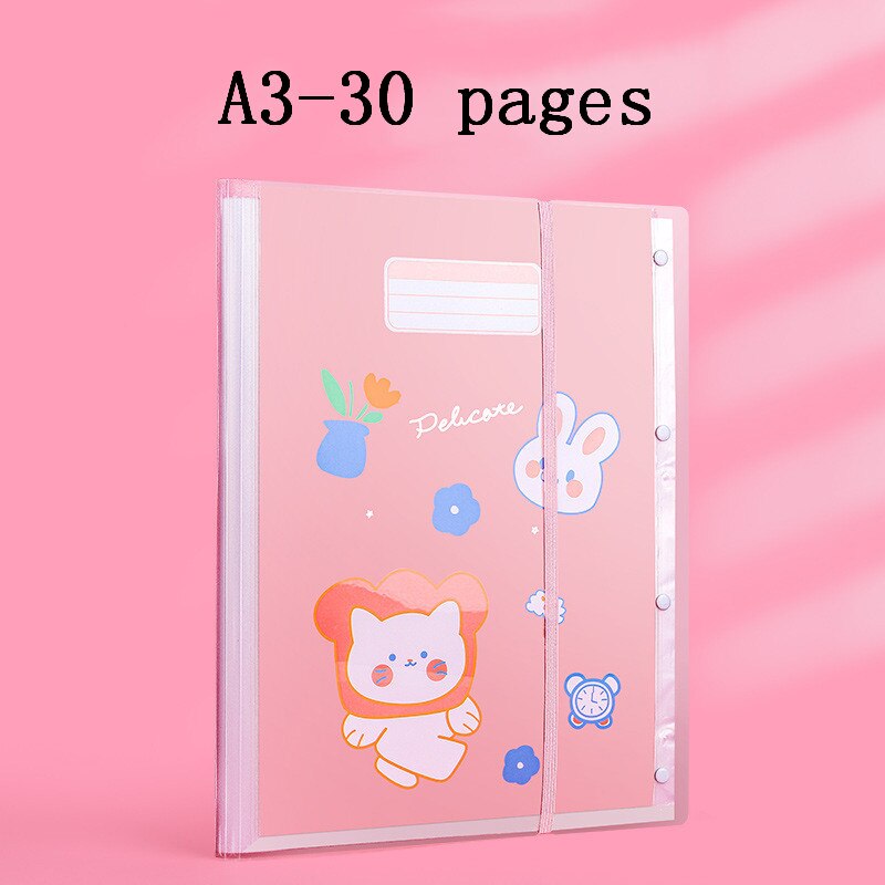 Portable Waterproof A3 Folder Business Office Strap File Storage Supplies School Student Test Paper Organizer Tools Accessories: B Pink