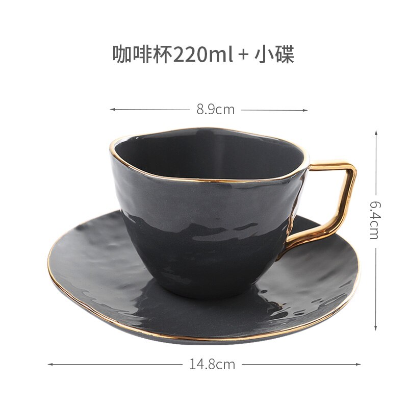 Licht Luxe Keramische Kopje Koffie Set Gebruiksvoorwerp Creatieve Zwarte Thee Cup Set Eenvoudige Kubek Keuken Eetkamer Bar EB50BD