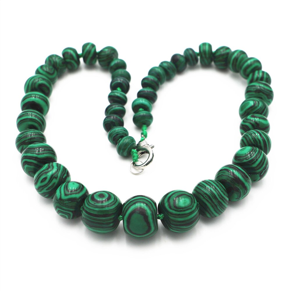 Popular Necklace Natural Crystal Jointed Malachite Tiger Eye Round Beads for DIY Handmade Jewelry Making, Necklaces, Necklaces: 12