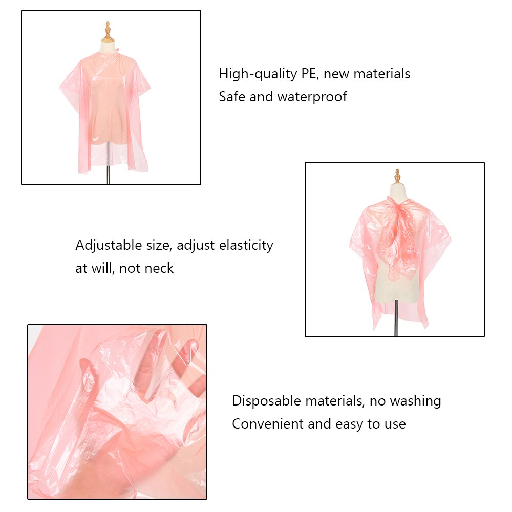 50PCS Disposable Waterproof Hair Salon Capes Haircut Apron Salon Shampoo Cape Salon Gown for Barbershop, Blue