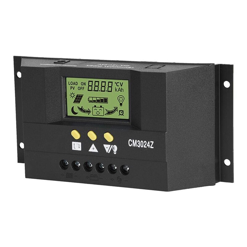 CM3024Z 12V/24V 30A Regulator Generator Charge Mode PWM Voltage LCD Solar Controller Plug In