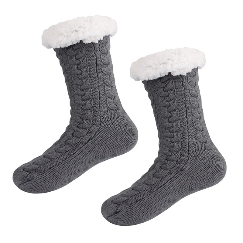 Women Socks Soft Thick Fleece Warm Anti-Slip Slipper Home Bed Floor Socks Winter Warm Soft Warm Socks: D