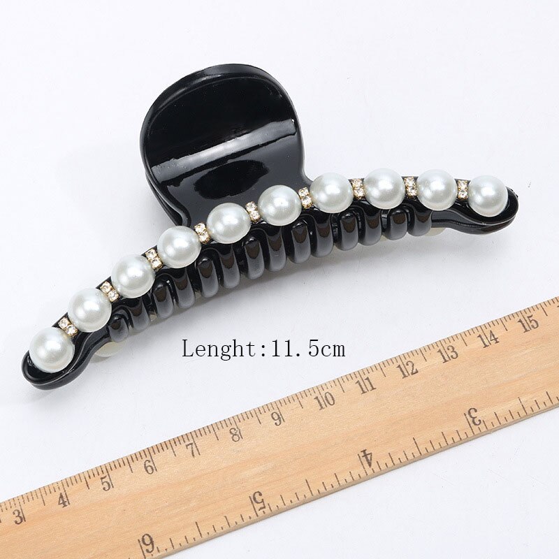 Black Big Rhinestone Hairpins For Women Pearl Hair Clips Crab Hair Claws For Girls Barrettes Headwear Hair Pins Accessories O294: Oversized