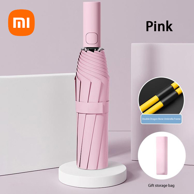 Xiaomi Automatischer Regenschirm, 24-Knochen, einfarbig, leicht, zusammenklappbar, großformatig, für den Außenbereich, wasserdichter Sonnenschirm, UV-Schutz