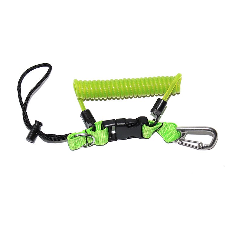 Scuba Diving 316 Anti-lost Spiral Spring Coil Camera Lanyard Safety Emergency Tool Rope Quick Release Spiral Lanyard&amp;Clip Buckle: green