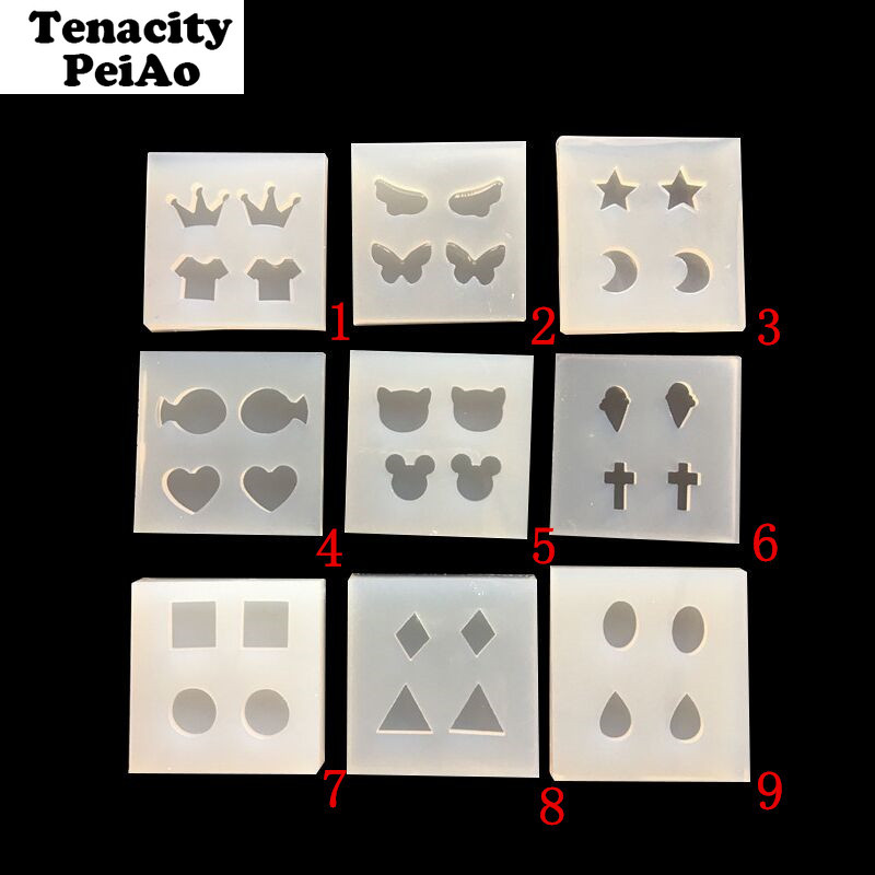 Transparante Siliconen Mallen DIY Epoxy Uv Resin Mold voor Oorbel Hangers Sieraden Maken Gereedschap