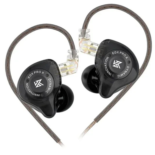 Auriculares KZ EDX PRO X con cable, auriculares con unidad dinámica, auriculares deportivos con cancelación de ruido de graves HIFI con micrófono KZ ZSN, auriculares EDC de música: Negro