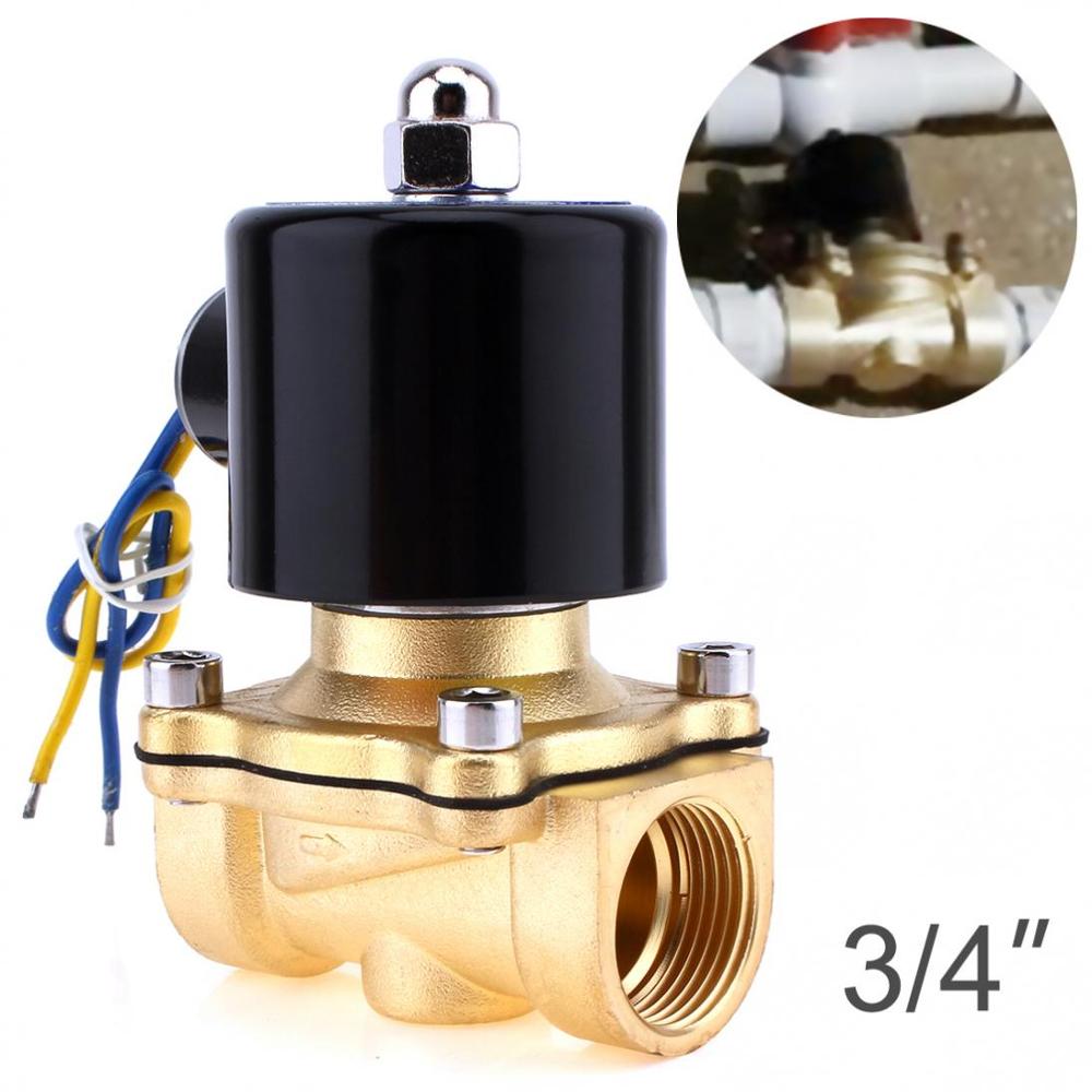 Válvula de solenoide de 3/4 "1" 24V DC 12V AC110V 220V válvula de retención válvula de latón válvula eléctrica normalmente cerrada para agua aire diésel combustible de Gas