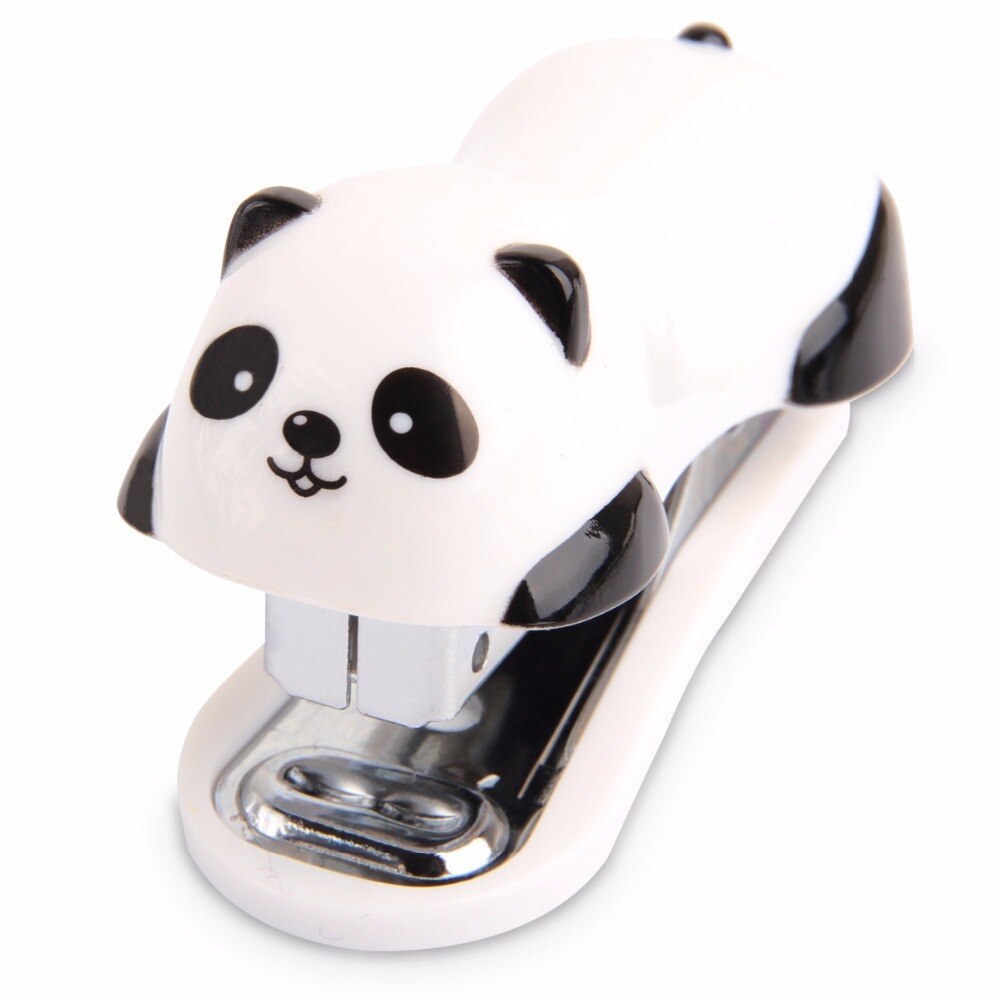 Cute Cartoon Mini Portable Panda Stapler Staple Set Student Stationery School Office Supplies Business 10# Staples 1000pcs