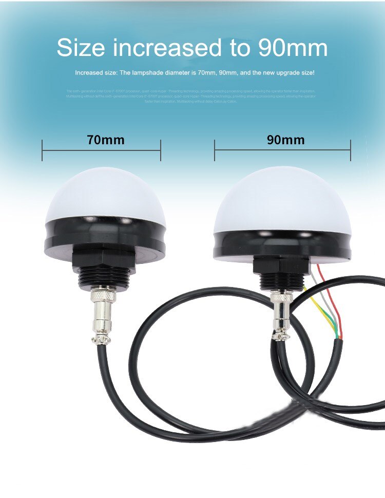 Waterproof Dust-Proof 90mm/70mm Hemispherical Led 3-Color into 1 ball Warning Light Mini Small LED Semicircle Signal Light 24V