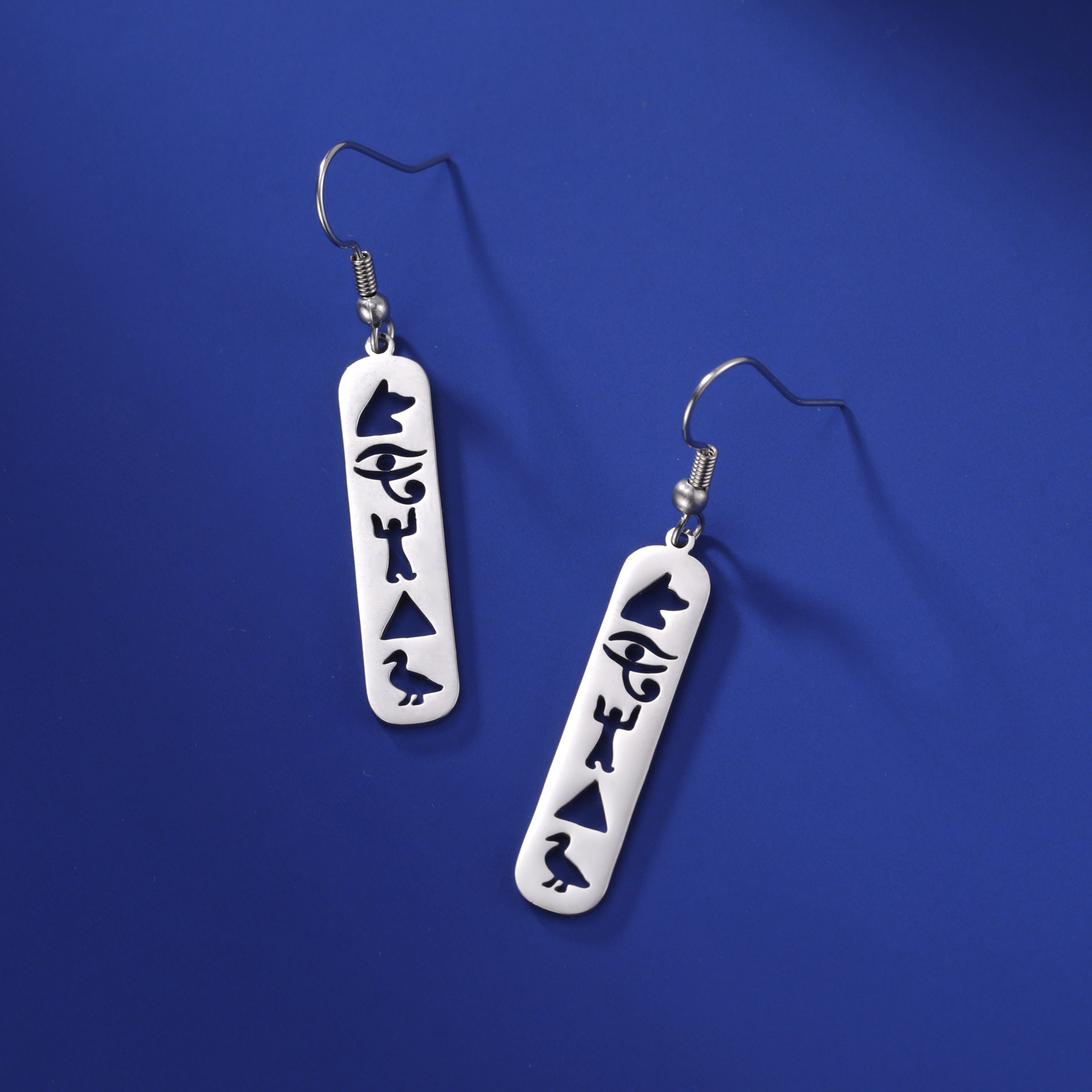 Skyrim Egyptian Ankh Hieroglyphs Earring for Women Stainless Steel Eye of Horus Earrings Ancient Egypt Cartouche Jewelry