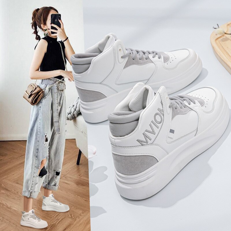 automne nouvelle haut de gamme chaussures pour femmes respirant antidérapant hip-hop blanc chaussures femmes décontracté tout-match à lacets chaussures