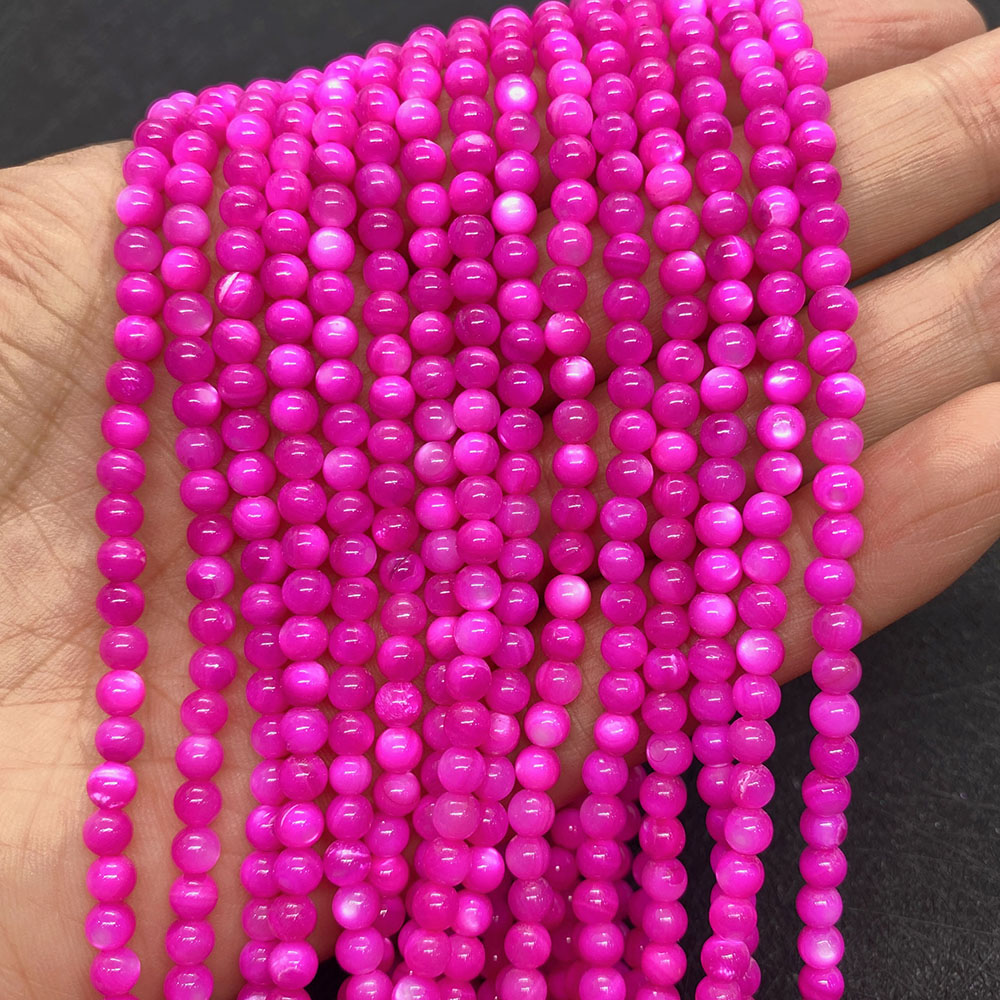 4mm gekleurde schelp kralen ronde losse kralen natuurlijke parelmoer schelp gespreide kralen sieraden maken DIY armband accessoires: Goud