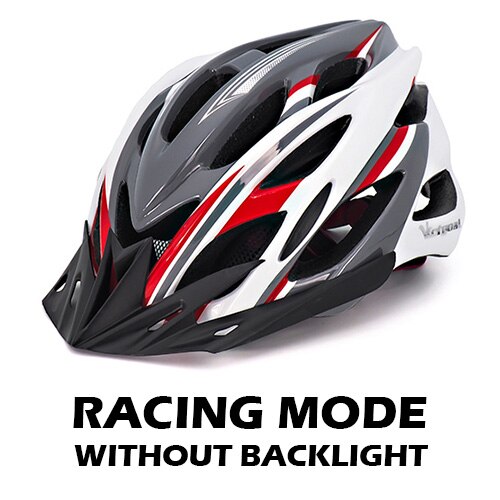 VICTGOAL Fahrrad Helm Licht Radfahren Helm Sonnenblende LED-hintergrundbeleuchtung Sicherheit MTB Berg Straße Fahrrad Helme Angeformten: grau Weiß Nein LED