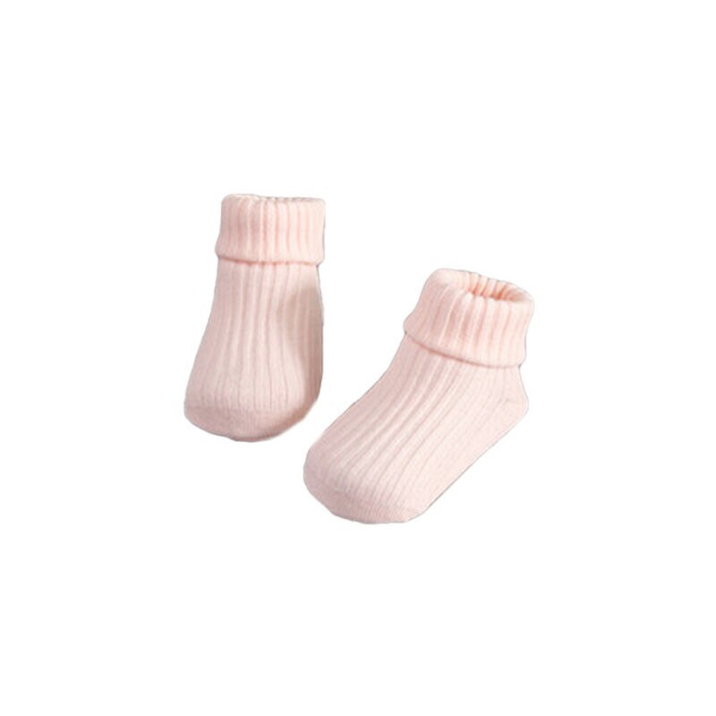 Baby Baumwolle Gestrickte Solide Weiche Socken Nicht Rutsch Niedlichen Kleinkind Jungen Mädchen Herbst Winter Warm Dicken Boden Kurze Socken 4 farben 0-3T: Rosa / 24M to 3T