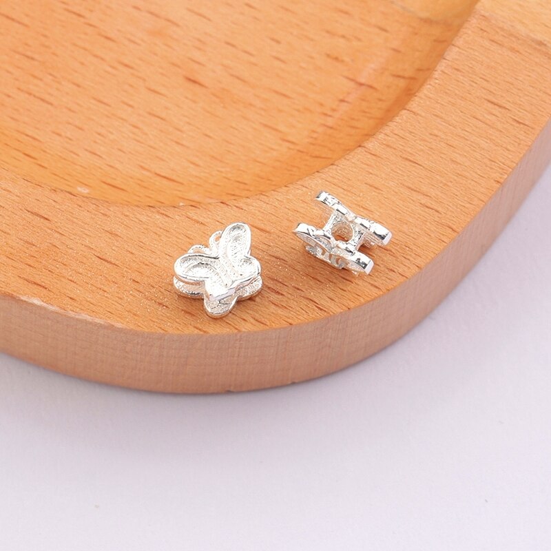 5 pièces Double côtés 925 en argent sterling papillon perles exquise en vrac entretoise argent perles pour Bracelet collier fabrication de bijoux