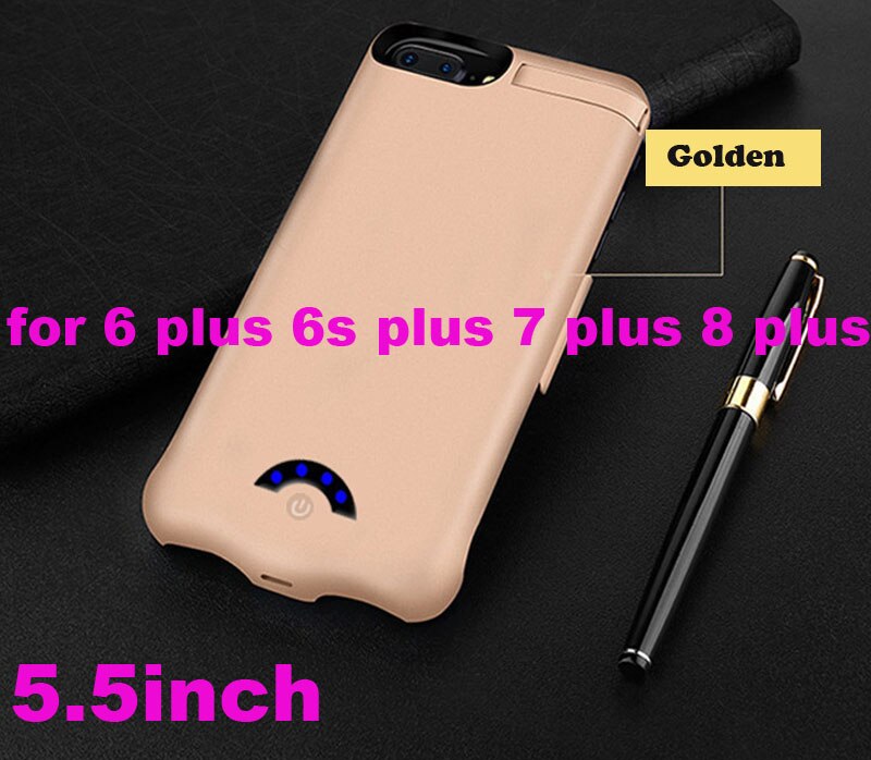 Voor Iphone 6 6 S 7 8 Battery Charger Case 10000 Mah Externe Power Bank Opladen Case Cover Voor Iphone X 6 7 8 Plus Batterij Case: 6P 6SP 7P 8P Gold