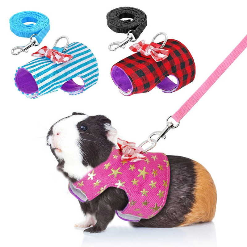 Kleine Huisdier Konijn Hamster Bowtie Gestreepte Ster Harnas Vest Leash Trekkabel voor Baby Fretten Huisdier Ratten Strik Borstband