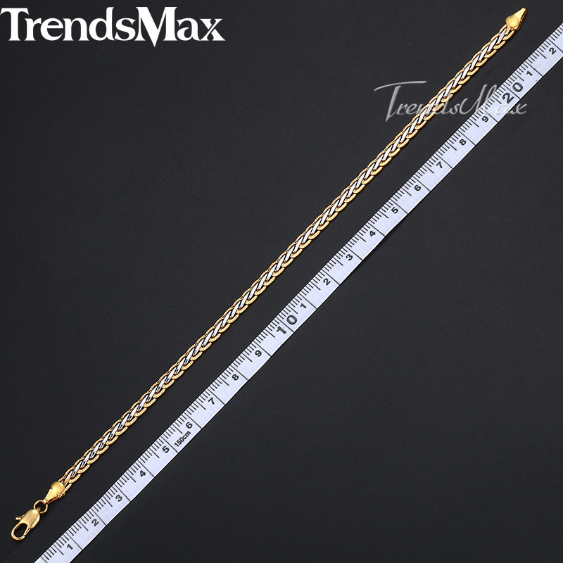 Frauen der männer Armband Gold Silber farbe Geflochtene Weizen Link Schmuck Für Männer Frauen 4mm 7-9 &quot;KGB407