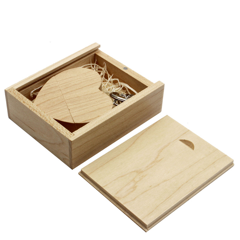 JASTER (over 10 PCS free LOGO) walnut wooden heart box USB flash drive pendrive 8GB 16GB 32GB 64GB memory stick: 4GB / Maple with BOX