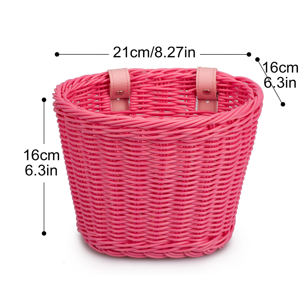 Cesta de bicicleta para niños, cesta de bicicleta tejida de plástico, cesta de mimbre para bicicletas para niños, cesta delantera para bicicleta, mochila, accesorios para bicicleta: Verde