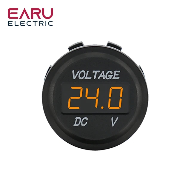 DC 5V-48V LED Mini Runde Wasserdichte Motorboot Motorrad Tafel Digital Voltmeter Tester Monitor Anzeige Voltmeter: Braun