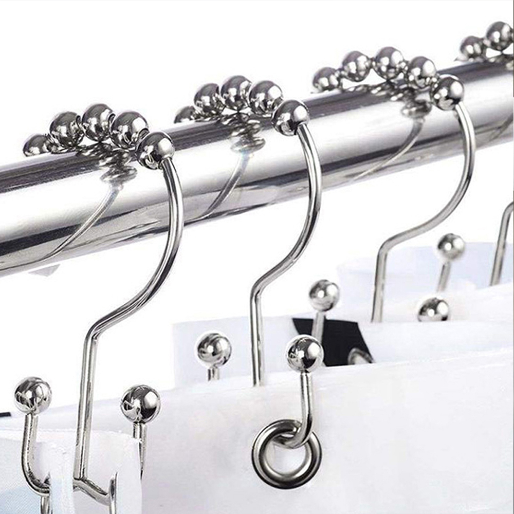 Shower Curtain Hooks Double Sided Bathroom Curtain Metal Hooks Rings for Bathroom Shower Rod Curtains