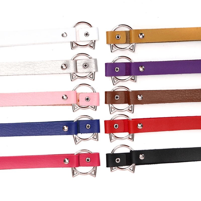 Kat øre pu læder choker halskæde kvinder chocker halskæder tilbehør punk halsrem bryllup brud smykker