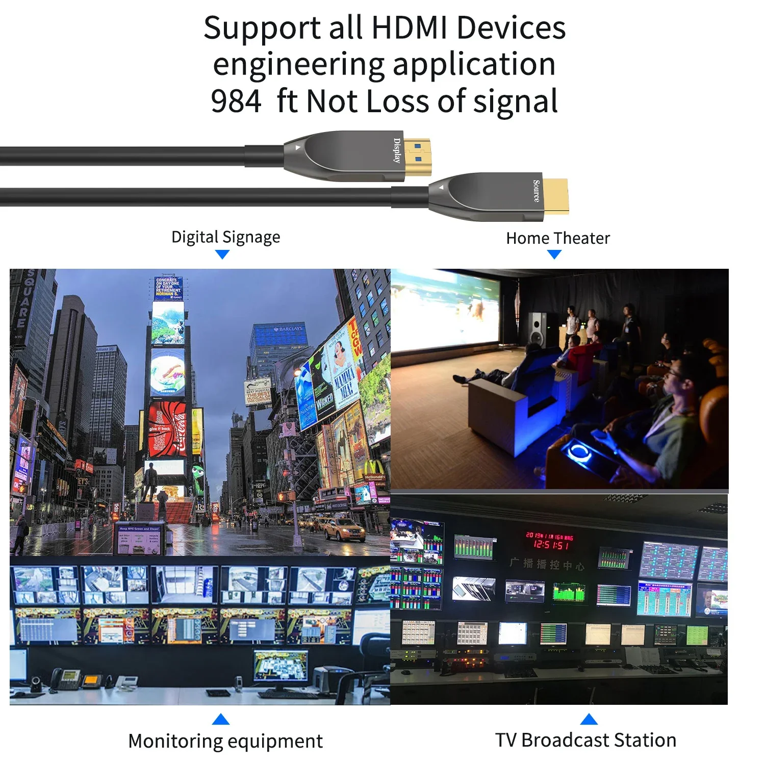 4K 60Hz Active HDMI 2.0 Fiber Optical Cable 10m 20m 30m 40m 50m AOC HDMI Cable Male to Male 18Gbps Ultra High Speed HDR HDCP2.2