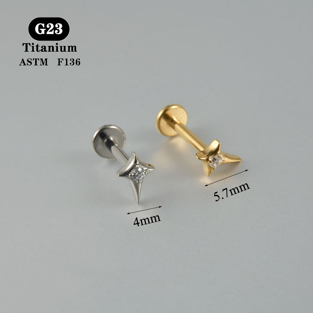 1 pendiente ASTM F136 de circonita de titanio con parte posterior plana, 12 estilos, pendientes de , lóbulo, hélice, cartílago del trago, joyería para Piercing, 1,2x8mm: Negro / Color amarillo claro