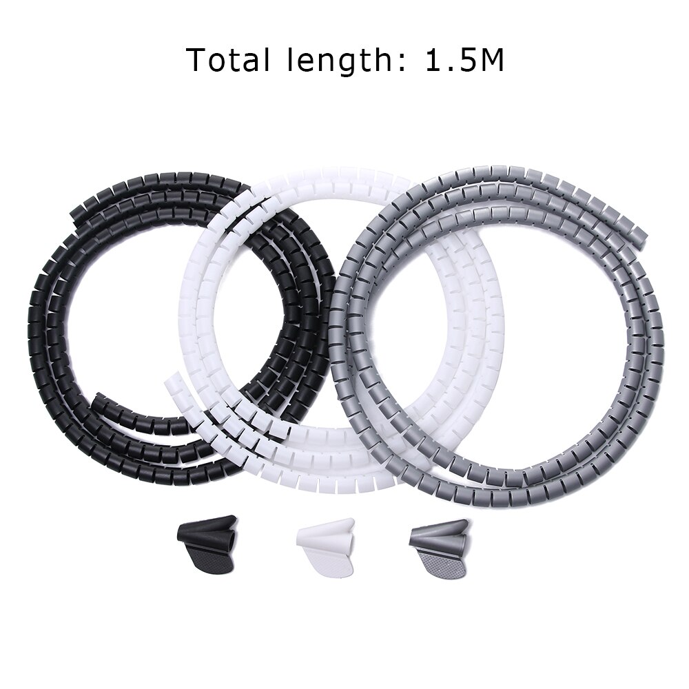 Black White Grey Cable Organizer 2m 3m 5m Flexible Management Cable Winder Wire Wrap For Desktop Home Office Reusable