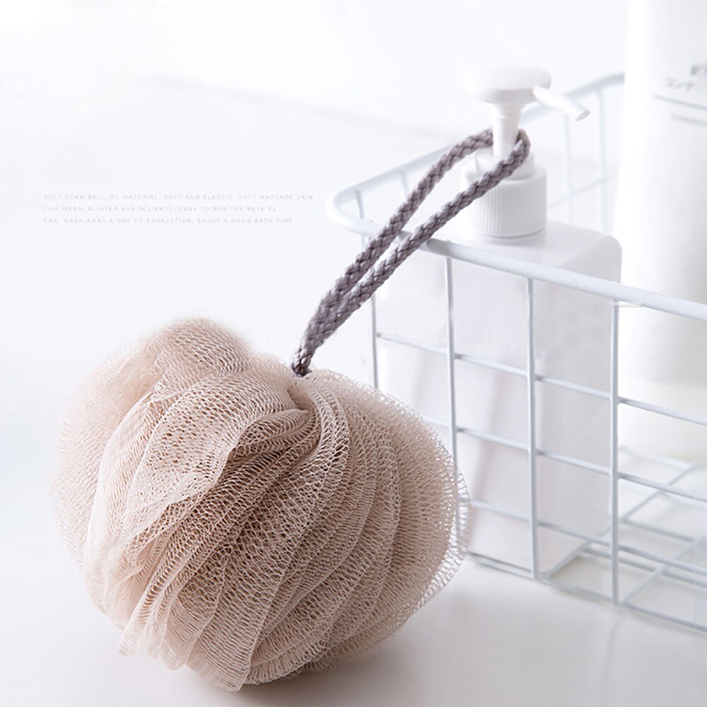 1pc lygteformet badebold bruser mesh med snor massager kropsrenseværktøj eksfolierende skrubber badeværelsestilbehør