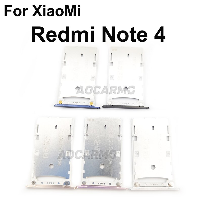 Aocarmo Sim Card Tray MicroSD SD Slot Holder Replacement Part For XiaoMi Redmi Note 4