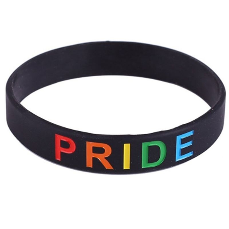 18 rodzajów Unisex LGBT tęcza do bransoletki z napisem Party Parade opaska sportowa na nadgarstek sześciokolorowa gejowska lesbijka duma guma silikonowa: K