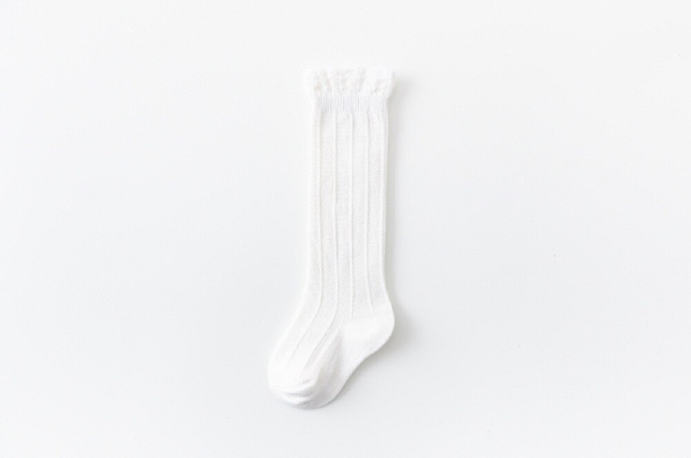 Baby Solid Baby Knie Hoge Kousen Baby Jongens Meisjes Katoen Warm Houden Lange Kousen Plain Kids Zachte Stijl Been warmer: WHITE / S