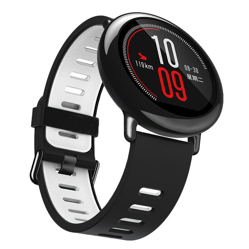 Correa de 22mm para Xiaomi Huami Amazfit Pace Band, muñequera de repuesto de silicona para Samsung Gear S3 Frontier, correa de reloj clásica: Black Inner White