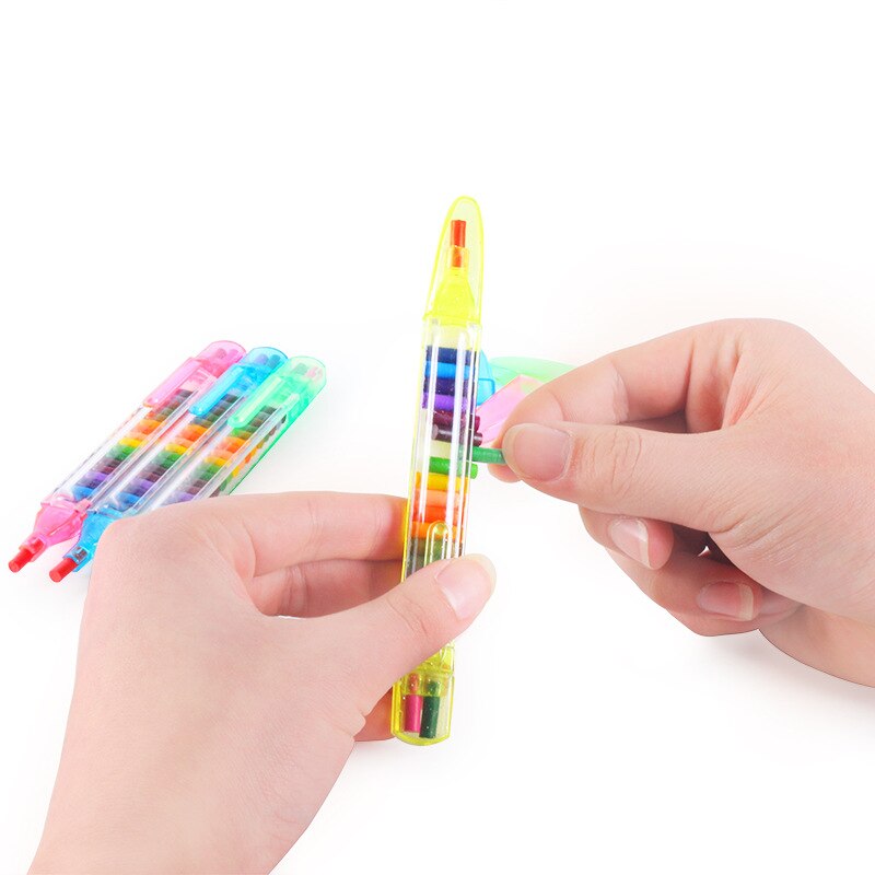 20 Colors Non-Toxic wax Crayon Oil Paint Pen Cratons Stacker Pencils Drawing Pen Art Painting for Children Kids Oil Pastel